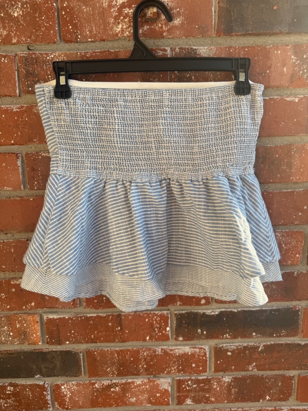 Originality Striped Light Blue and White Strapless Top